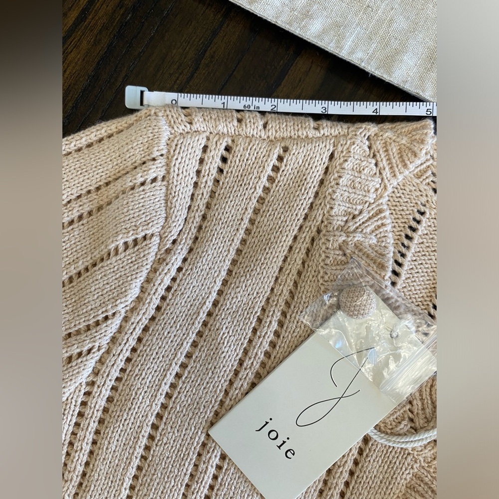 Joie Open-Knit Crochet-Inspired Cardigan Sweater Beige M NWT - Picture 9 of 14